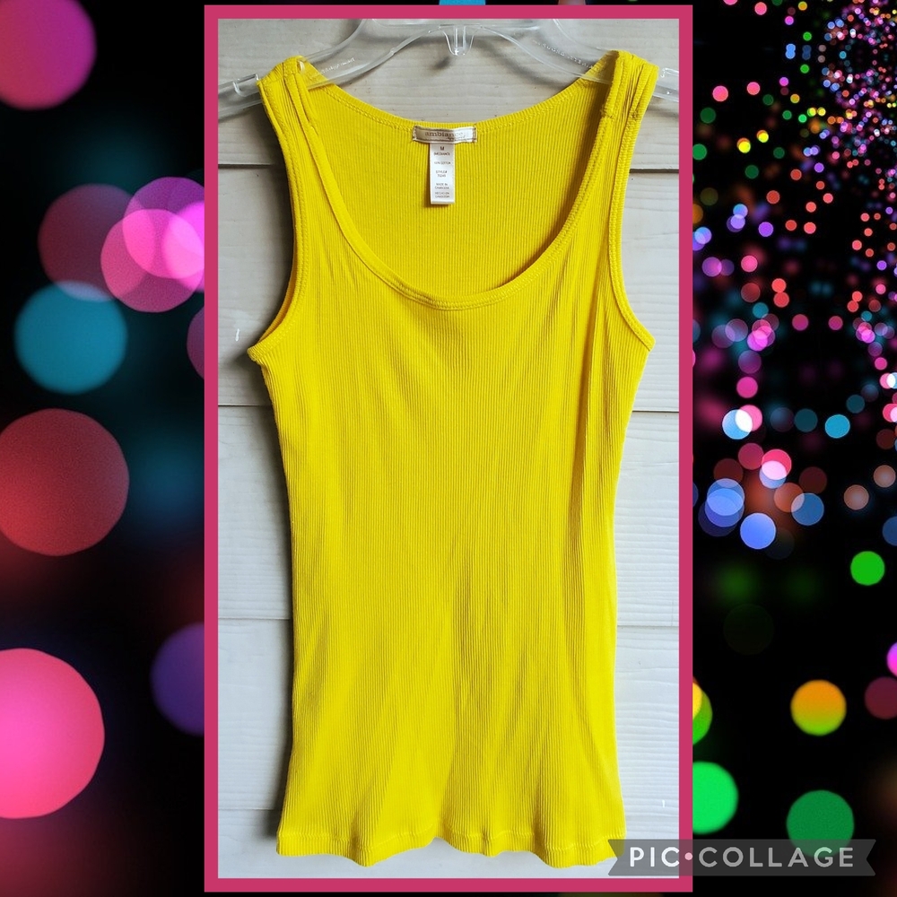 ambiance Fitted Ribbed Knit Lemon Yellow Tank Top Juniors M Early 2010s